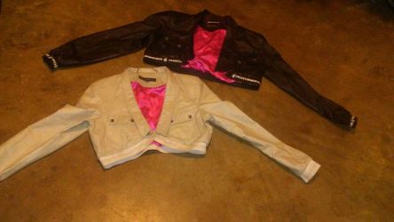 Size large half leathe r jacket $20 each