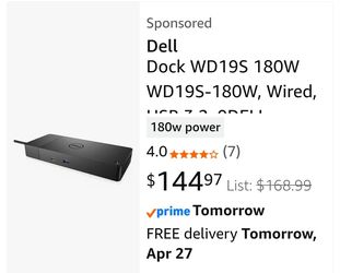 Dell Docking Station- 180W WD19TBS