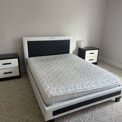 Queen Bedroom Set – Bed, 2 Nightstands, Firm Mattress