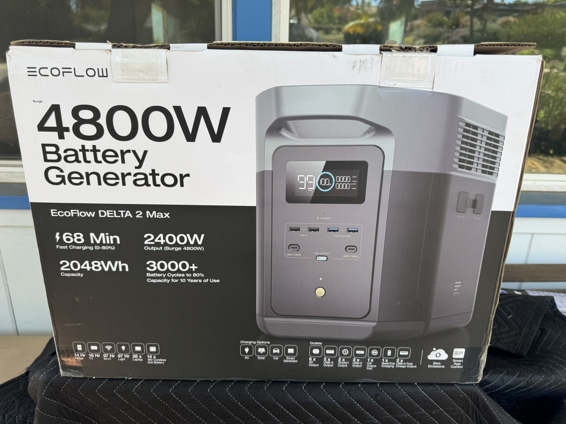 EcoFlow Delta 2 Max 2,400w portable power station, new in opened box