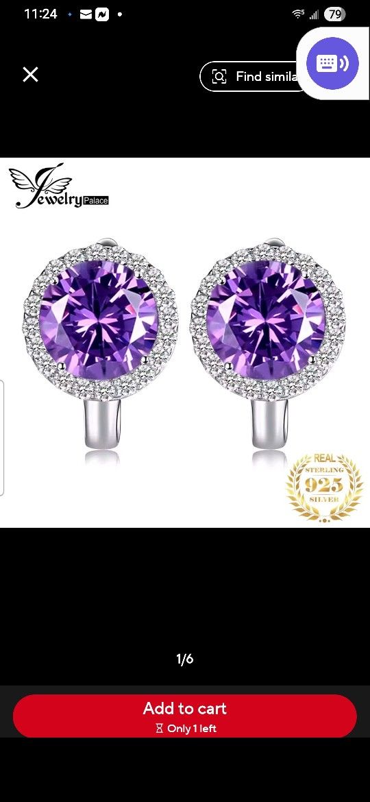925 Sterling Silver Created Purple Alexandrite Earrings For Woman With 