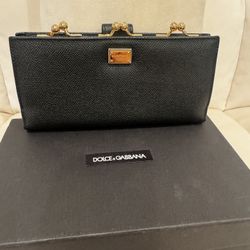 Dolce & Gabbana Black Leather Wallet with Gold Hardware