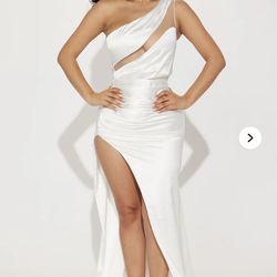 Love Adventurous Satin Maxi Dress - White size small