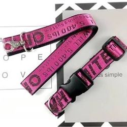 Off White Dog Collar And Leash Set
