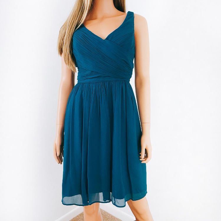 J.Crew Dark Teal Blue Silk Sleeveless Party Dress, 10