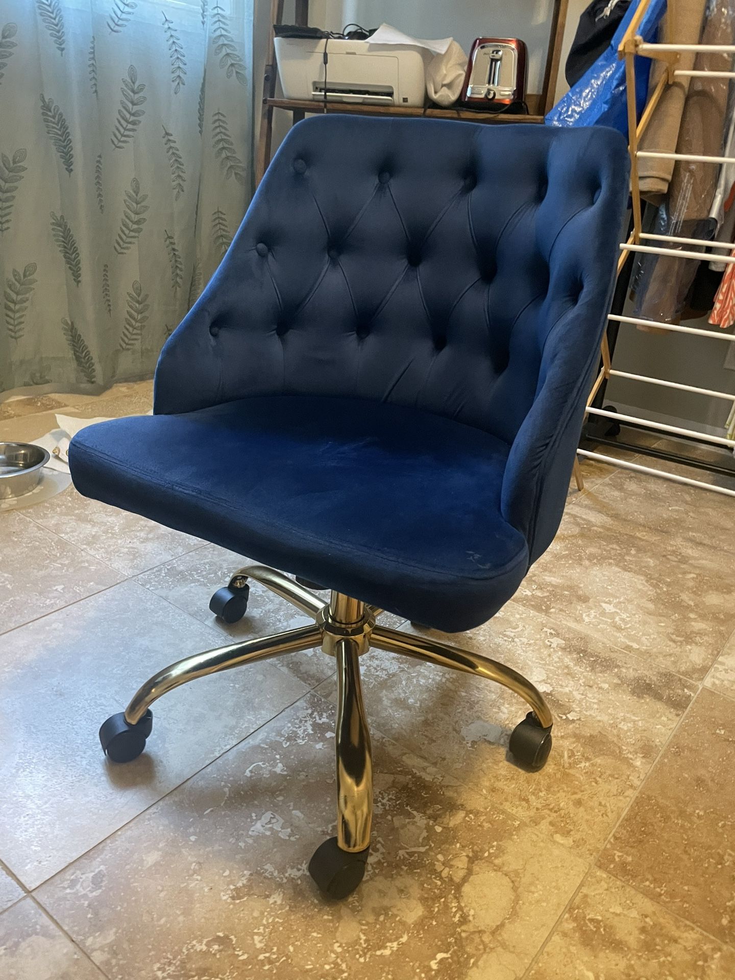 Blue Velvet Office Chair