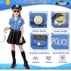 Girls Police Officer Halloween Costume Size 6-8