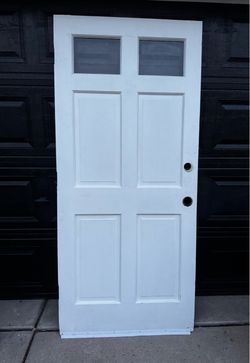 36” x 80” Exterior Front Entry Door Slab – 2 Lite Glass – 4 Panel – Double Bore
