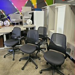 Qty. 4 Steelcase Series 1 Ergonomic office chairs with licorice fabric 


