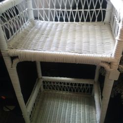 Wicker 2-tier Shelving Unit White