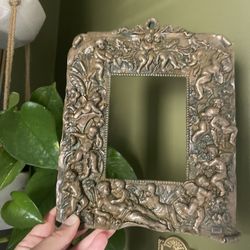 Antique Bronze Art Cherub Picture Frame Ornate Style, Home Decor 