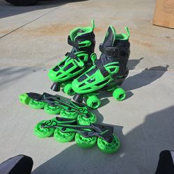 Convertible roller skates to rollerblades