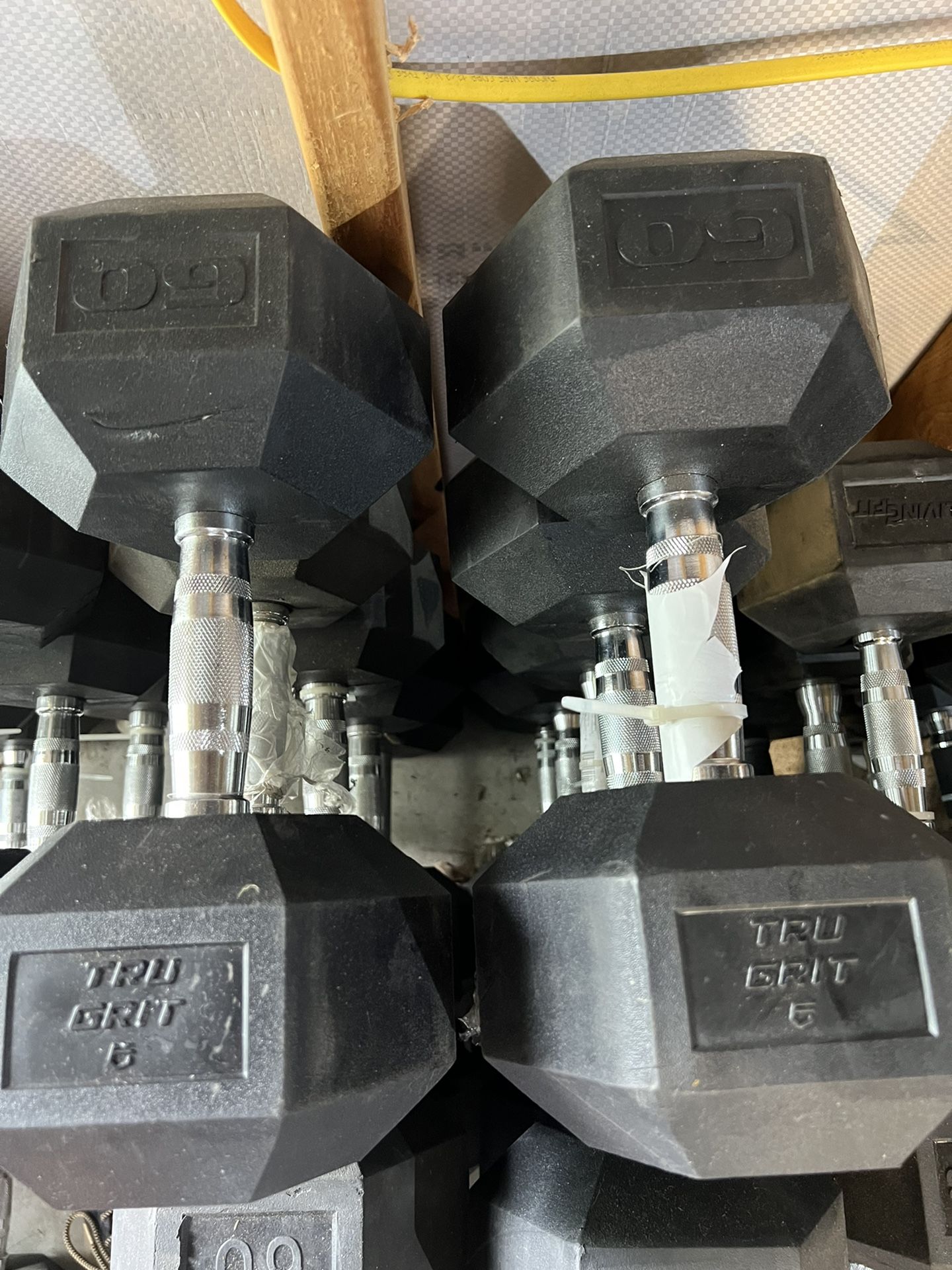 60lb Rubber Hex Dumbbell Pair