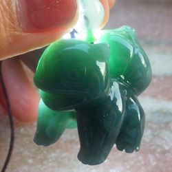 Certificate Jadeite jade Myanmar Burmese Cartoon pikachu bulb saur Bulbasaur Pendant garlic seed