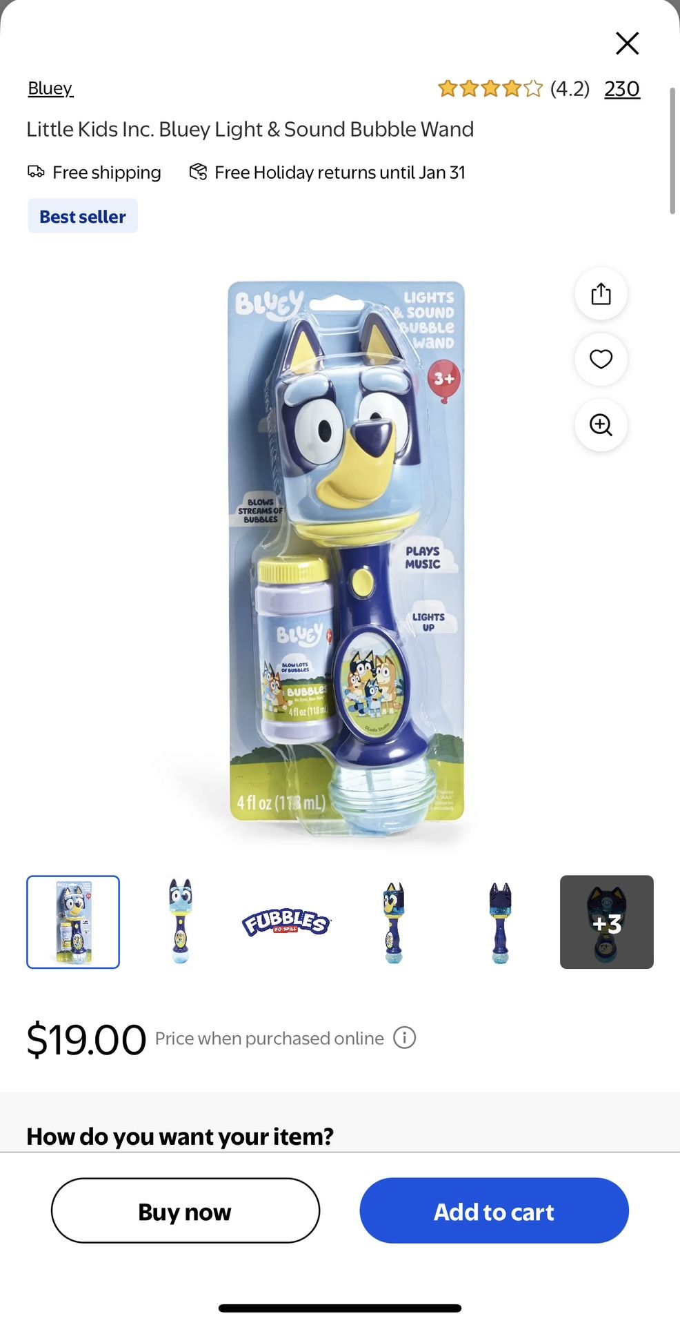 20 Little Kids Inc. Bluey Light & Sound Bubble Wands