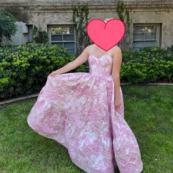 Pink Floral Long Prom Dress/ size 2