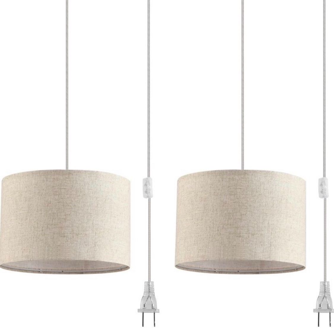 Set of 2 Plug in Pendant Lights, Hanging