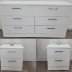 Dresser-And-Two-Nightstands ⚪️ Comoda-dos-mesitas