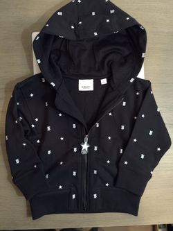 Burberry Boys Black Star Print Zip Hoodie 3 Years 98cm