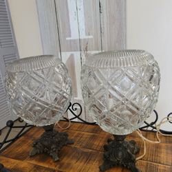 Antique Crystal Table Lamps 