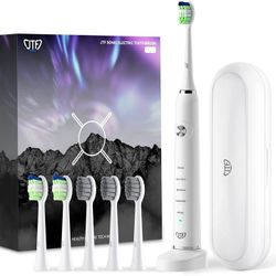 Sonic Electric Toothbrush for Adults with 6 Brush Heads and Travel Case, Wireless Fast Charge and Long Lasting, Smart Timer 5 Modes Whitening Toothbru