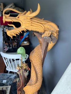 Large Hand-Carved Wooden Dragon – 65” Tall – $750 OBO