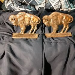 Antique Verona Cast Bronze Bison/ Buffalo Bookends 