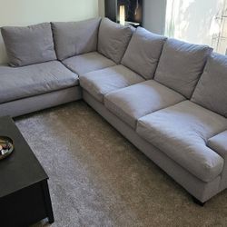 Living Spaces Harper Down II Grey Gray (Devon Heather) Custom Sectional Couch Sofa