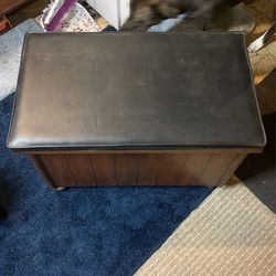 Wooden leather storage bench