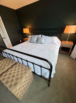 Metal King Bed Frame and Mattress