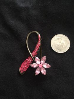 Pink sparkly awareness pin