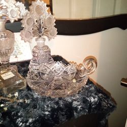 Crystal Glass Snail Bowls. Libby Signed