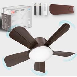 Socket Fan Light - Ceiling Fans with Lights and Remote, 19in Small Ceiling Fan with 6-Speeds, Definite time, Dimmable LED, E26/E27 Base, for Bedroom, 
