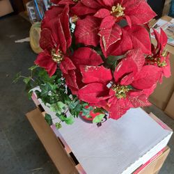 Red Vase And Red Fake Flowers