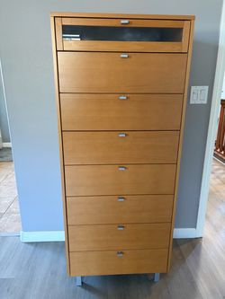Tall Wood Dresser with 8 Drawers