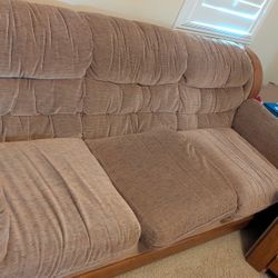 2-Piece Sofa & Loveseat – Solid Wood Arms – Covers Included