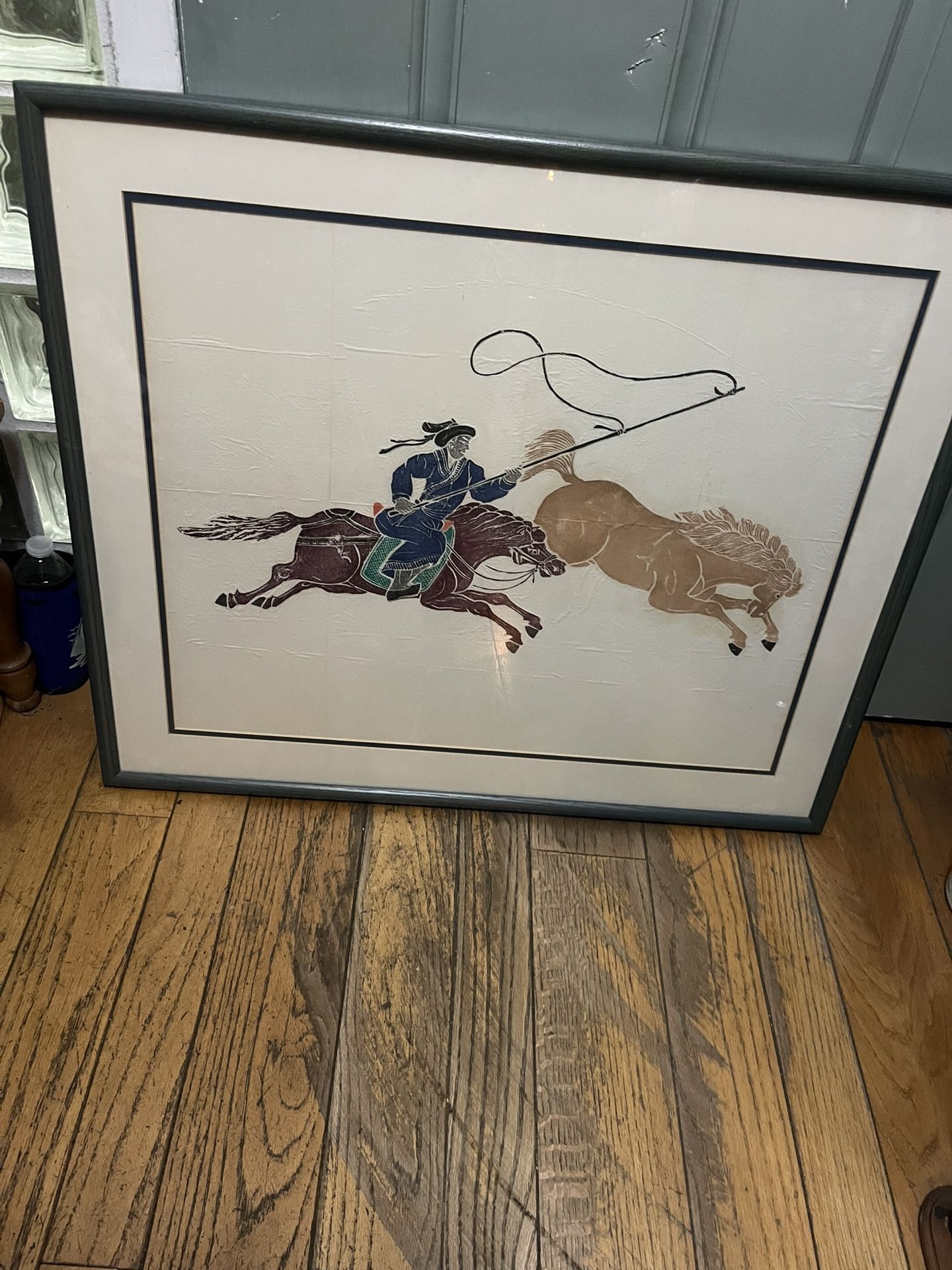 Block Print Of Asian Cowboy