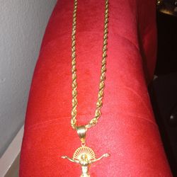 TORSAL BIG  CHAIN 10K 20"INCHS AND PENDANT REAL GOLD $1000 DLLS