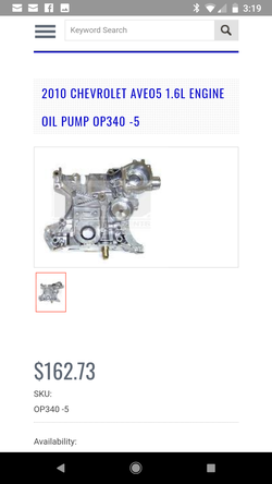 2010 Chevy Aveo 5 Oil Pump - BRAND NEW