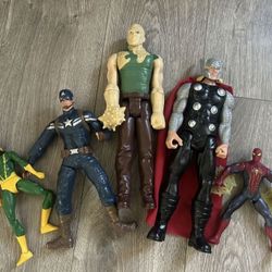 5 Action Heroes Figures Thor Captain America Spider-Man Electro Sandman