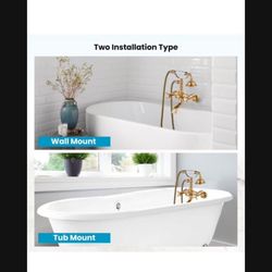 gotonovo Gold Polish Wall Mount Clawfoot Tub Faucet Bathtub Filler with gold and chrome and Nickel and black bronze C24G