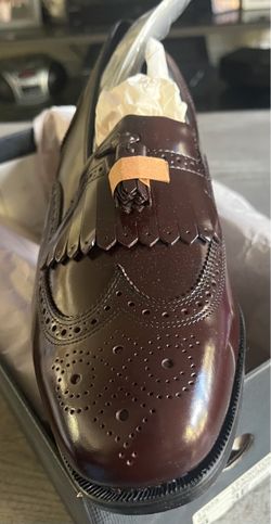 Burgundy/ Brown Leather Wingtip Tassel Loafer