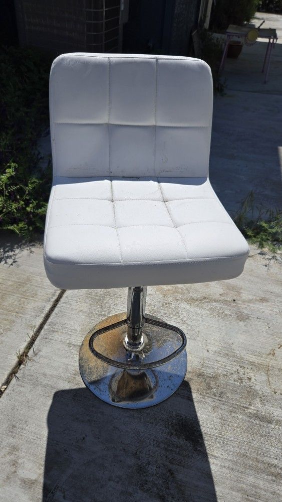 White Leather Bar Stool