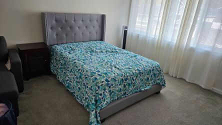 Full bed mattress box spring & nightstand