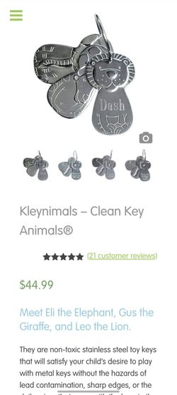 Kleynimals Clean key animal USA made toy