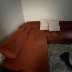 WEST ELM SECTIONAL SOFA - BURNT ORANGE