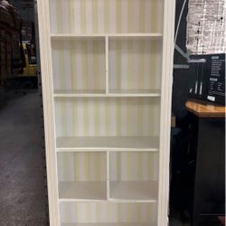 New White Beveled Bookshelf Reversible Gray or Stripe