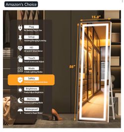 Mirror with stand and led lights