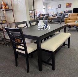 6-pc table set with bench black finish