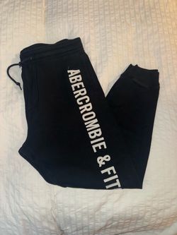 Abercrombie & Fitch Men's Black Jogger Sweatpants L Drawstring Logo Pockets